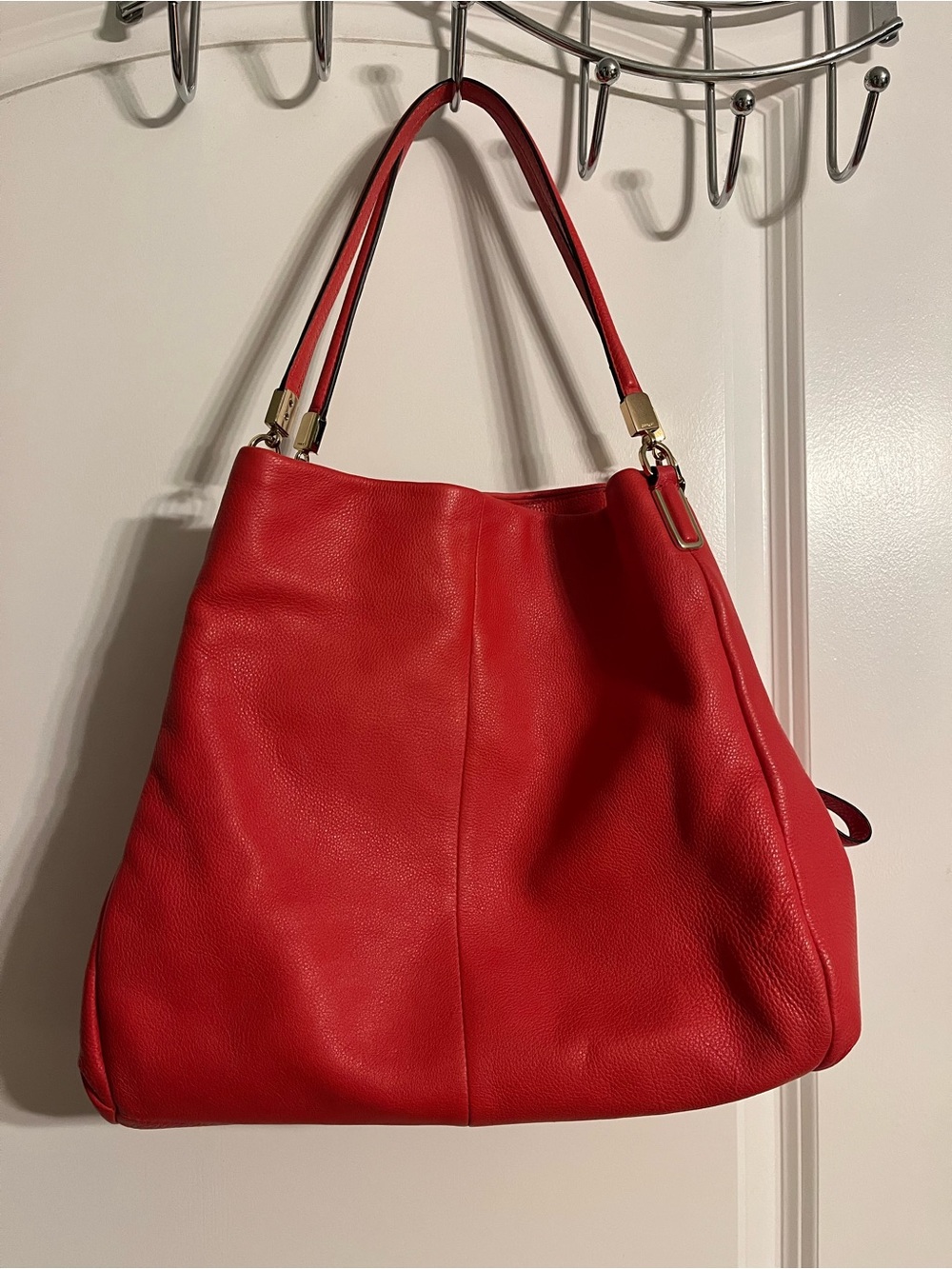 Coach Coral Leather Shoulder Tote Bag